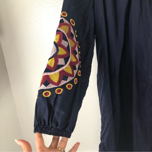 Crown & Ivy Embellished Balloon Sleeve Dress Navy Size M - Picture 6 of 9